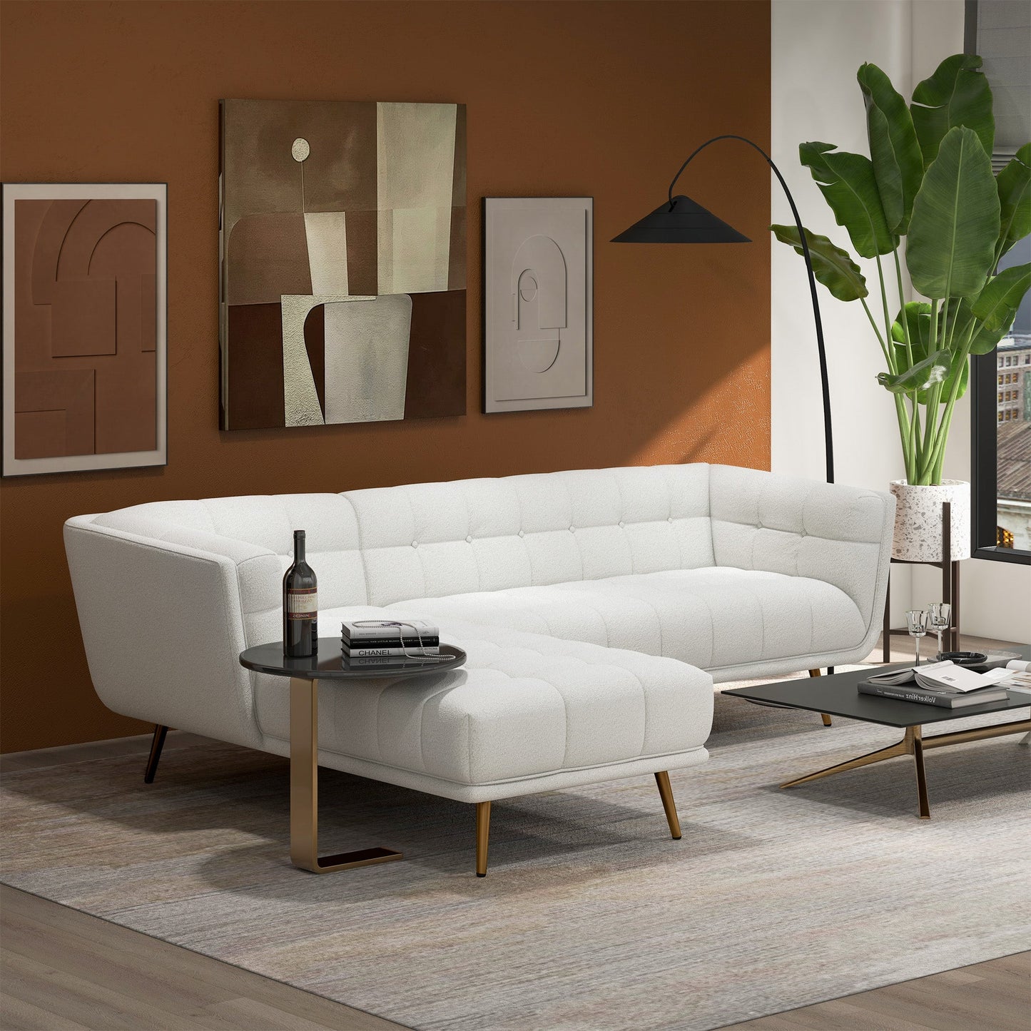 Addison Left-Facing Boucle Sectional Sofa