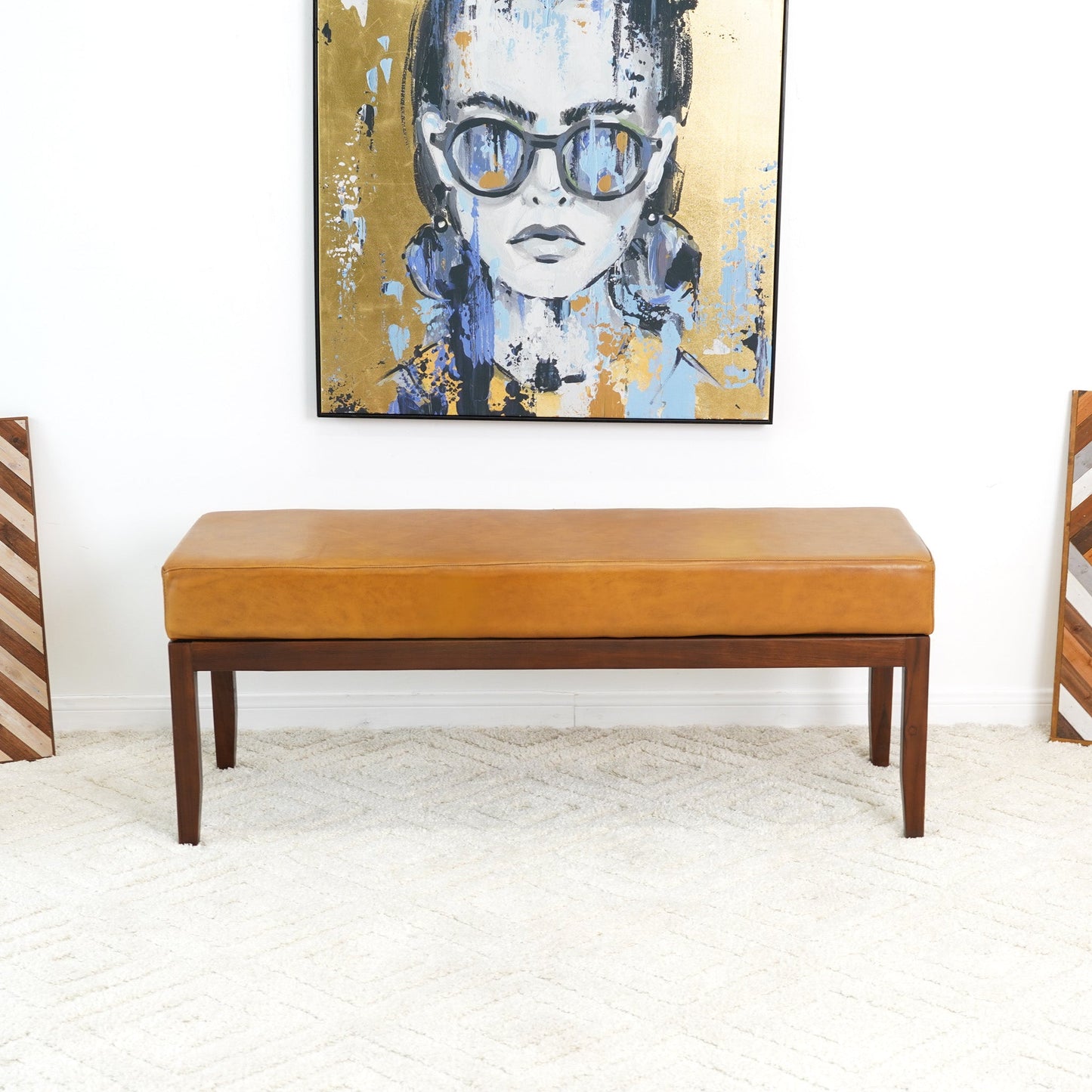 Daxton Tan Leather Bench