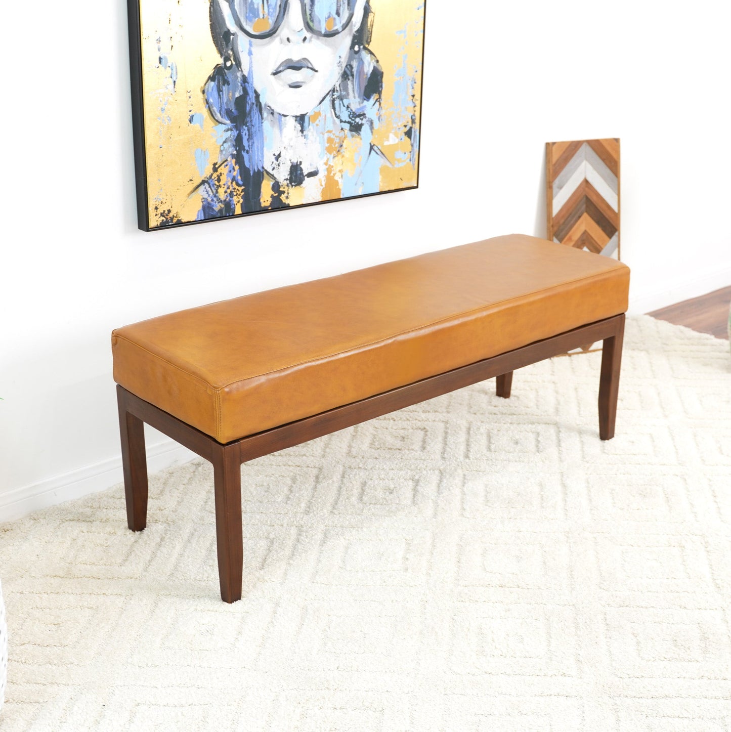 Daxton Tan Leather Bench