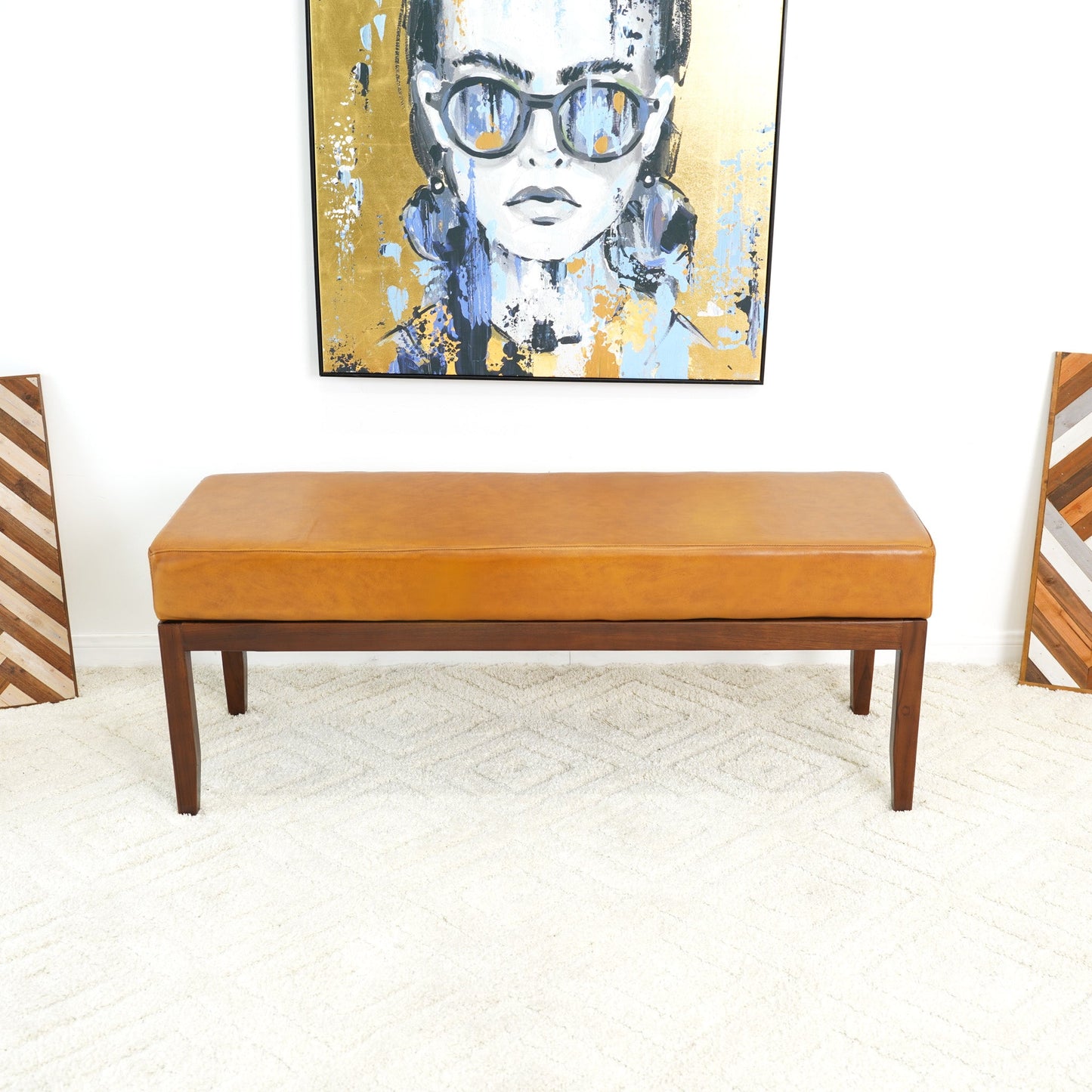 Daxton Tan Leather Bench