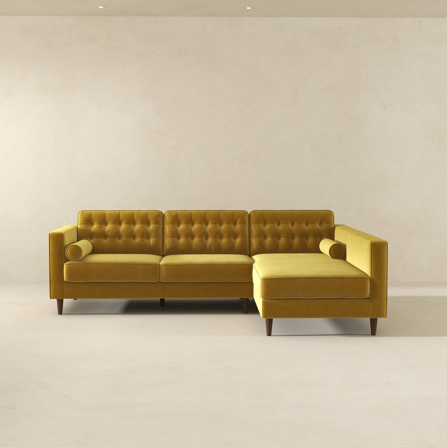 Ophelia Right-Facing Velvet Sectional Sofa