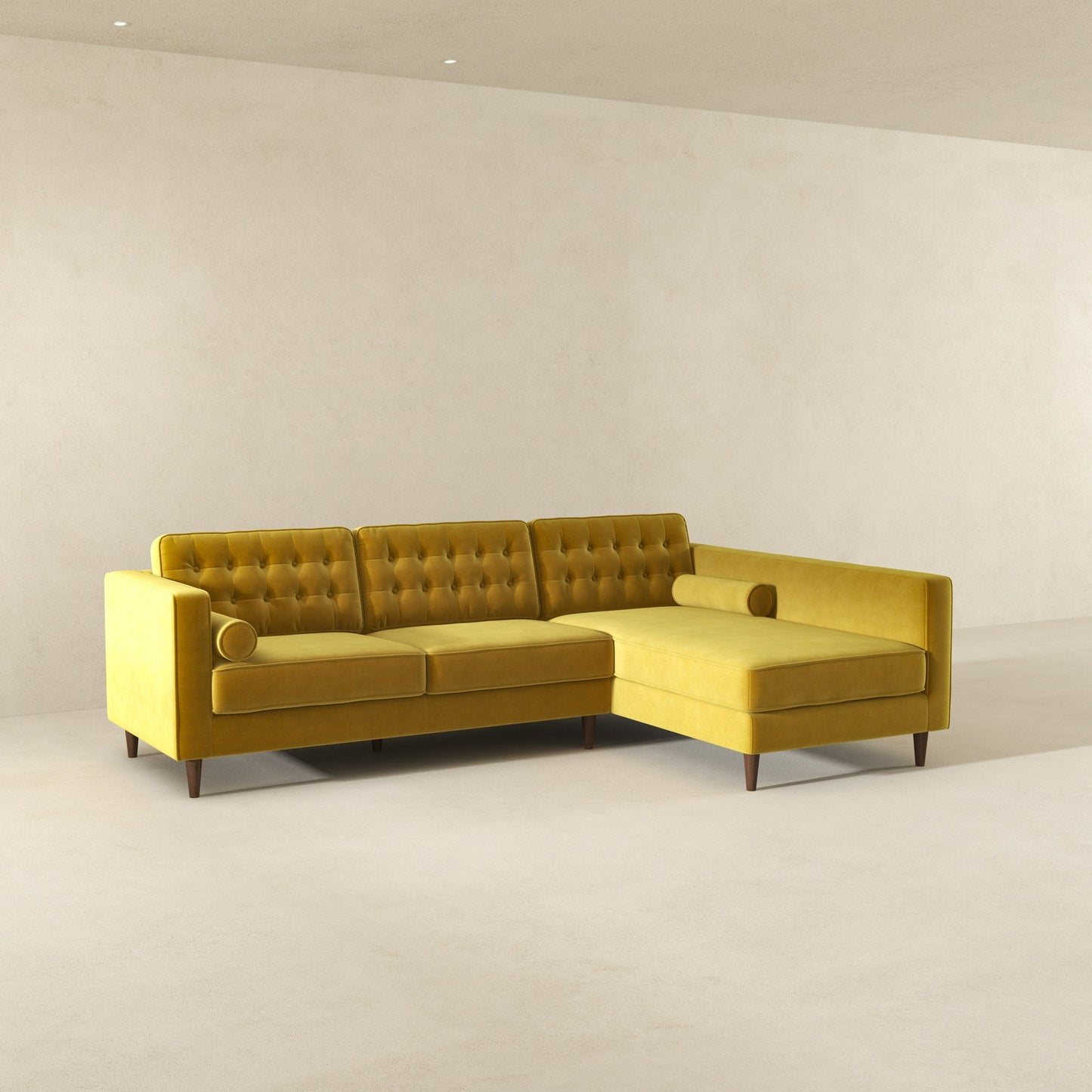 Ophelia Right-Facing Velvet Sectional Sofa