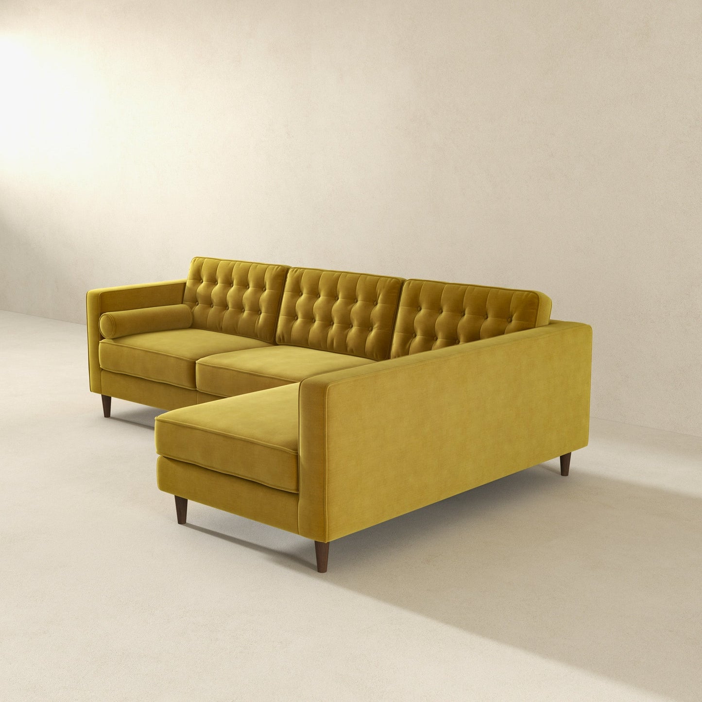 Ophelia Right-Facing Velvet Sectional Sofa