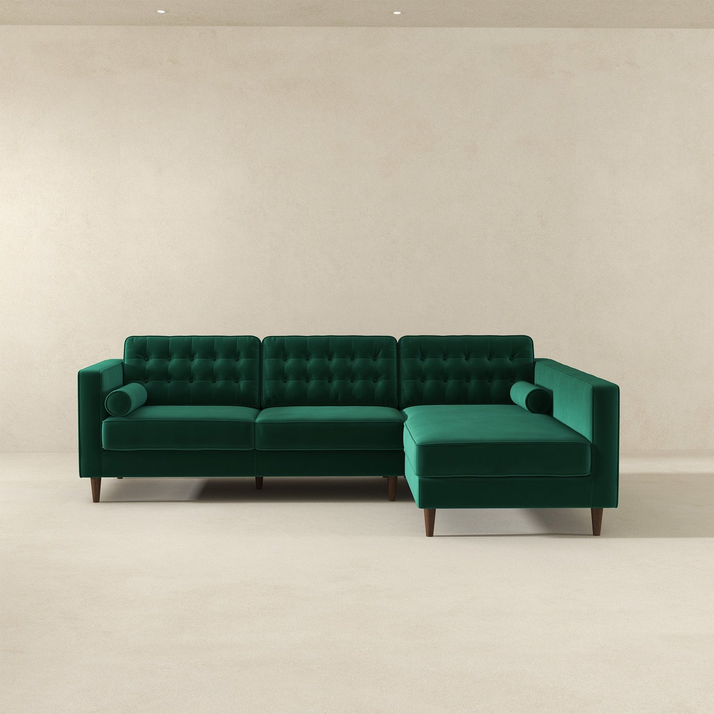 Ophelia Right-Facing Velvet Sectional Sofa