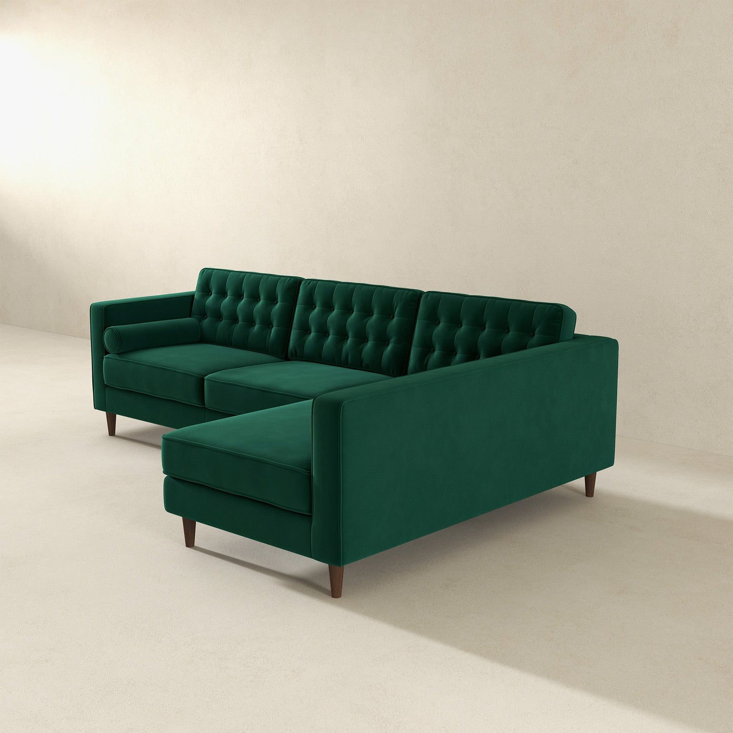 Ophelia Right-Facing Velvet Sectional Sofa