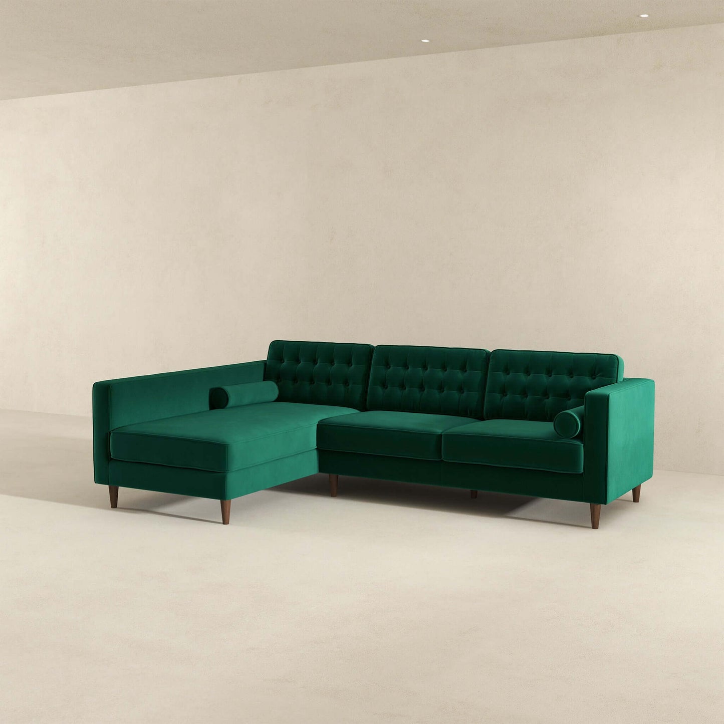 Ophelia Left-Facing Velvet Sectional Sofa