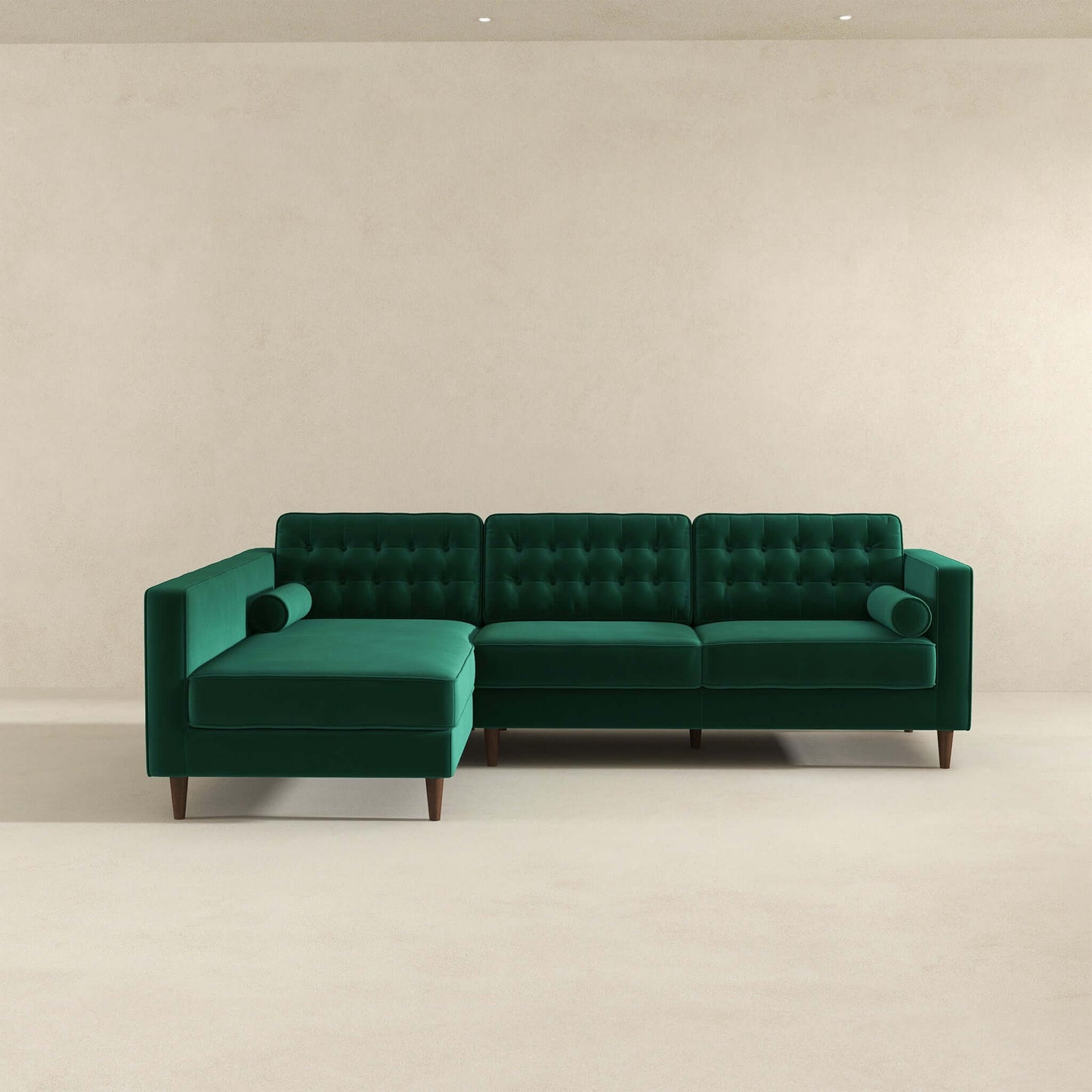 Ophelia Left-Facing Velvet Sectional Sofa