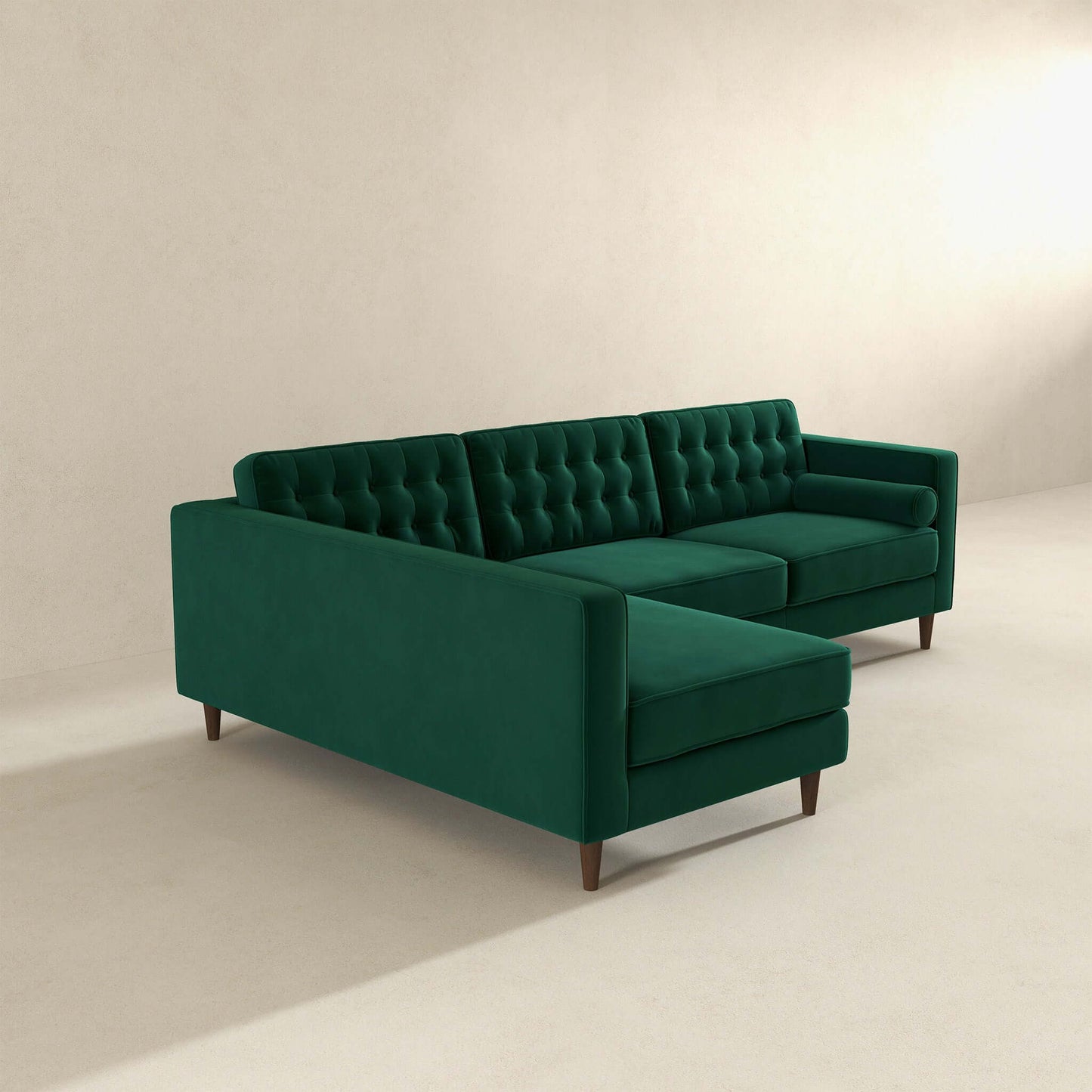 Ophelia Left-Facing Velvet Sectional Sofa