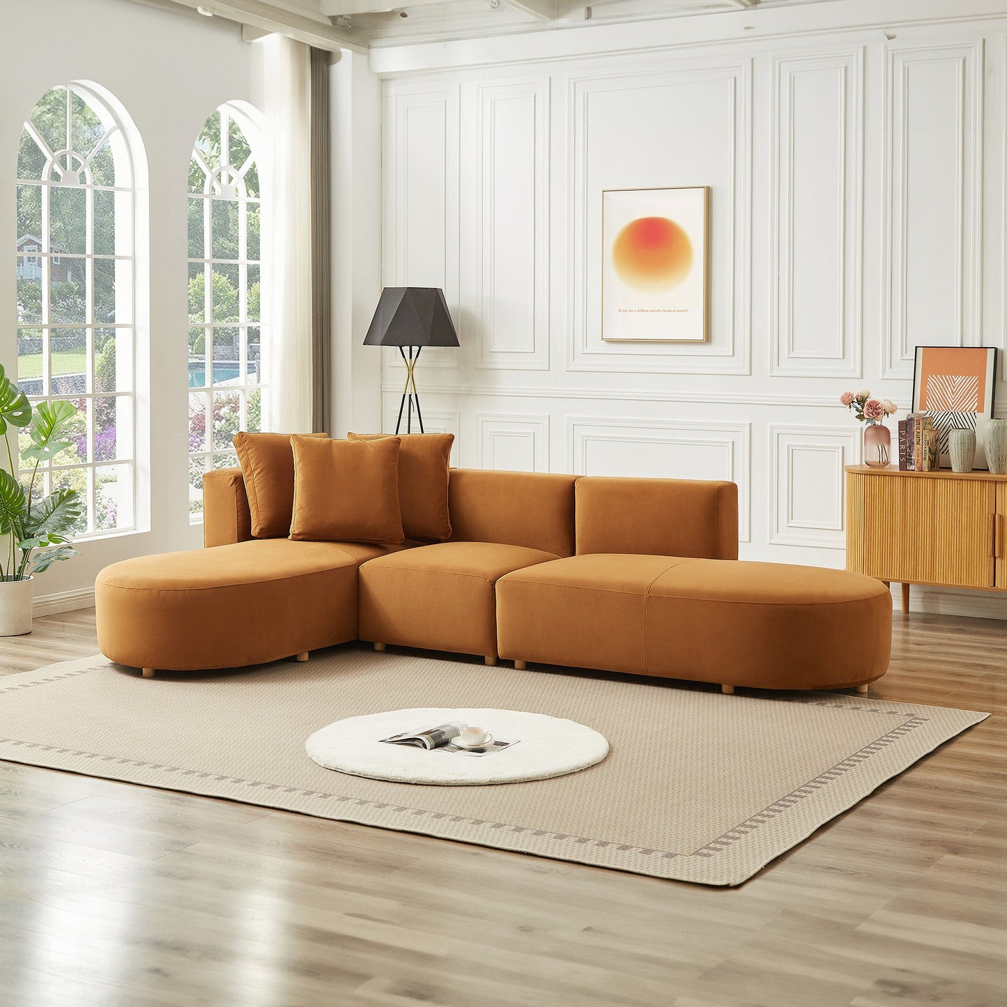 Fenleigh Left-Facing Velvet Sectional Sofa