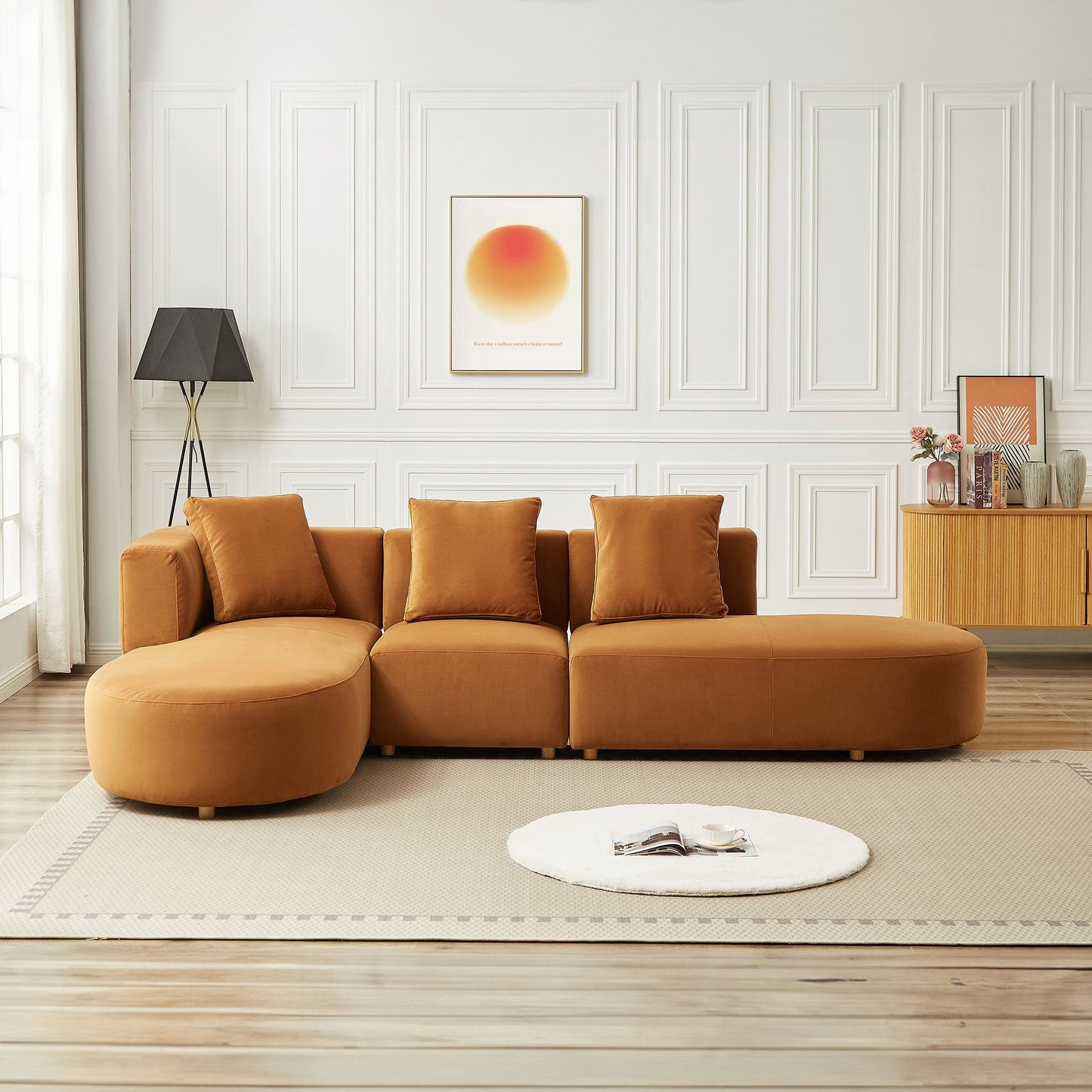Fenleigh Left-Facing Velvet Sectional Sofa
