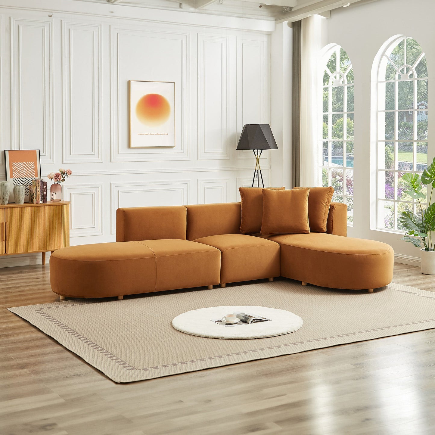Fenleigh Right-Facing Velvet Sectional Sofa