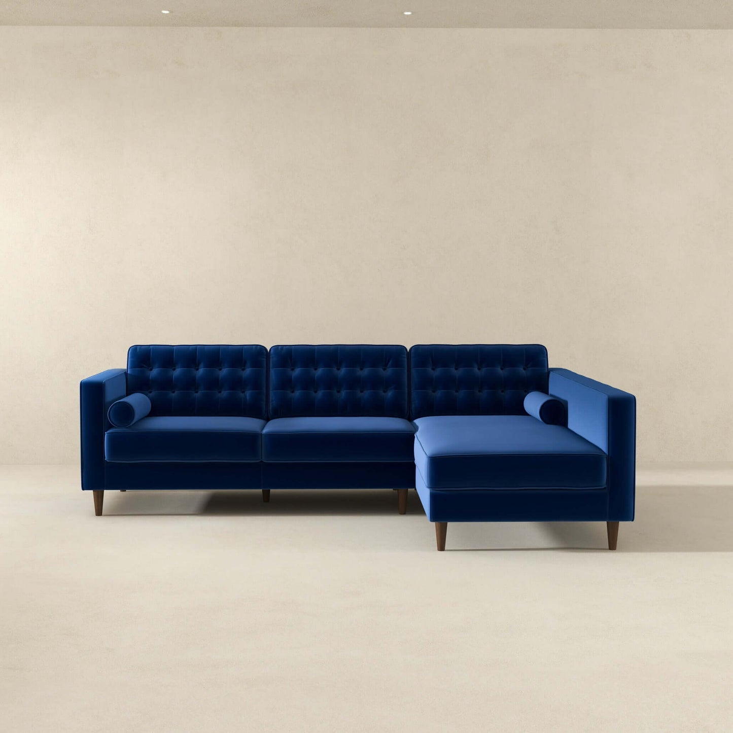 Ophelia Right-Facing Velvet Sectional Sofa