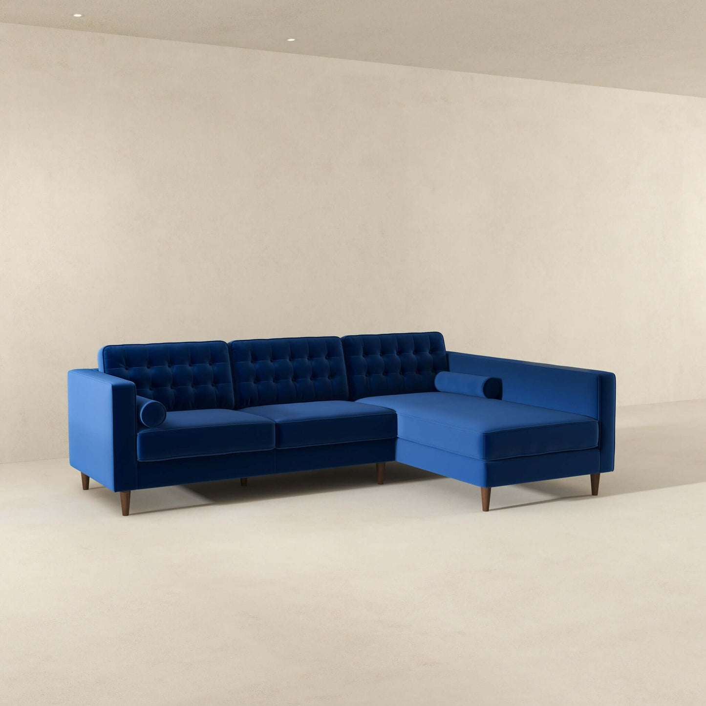 Ophelia Right-Facing Velvet Sectional Sofa
