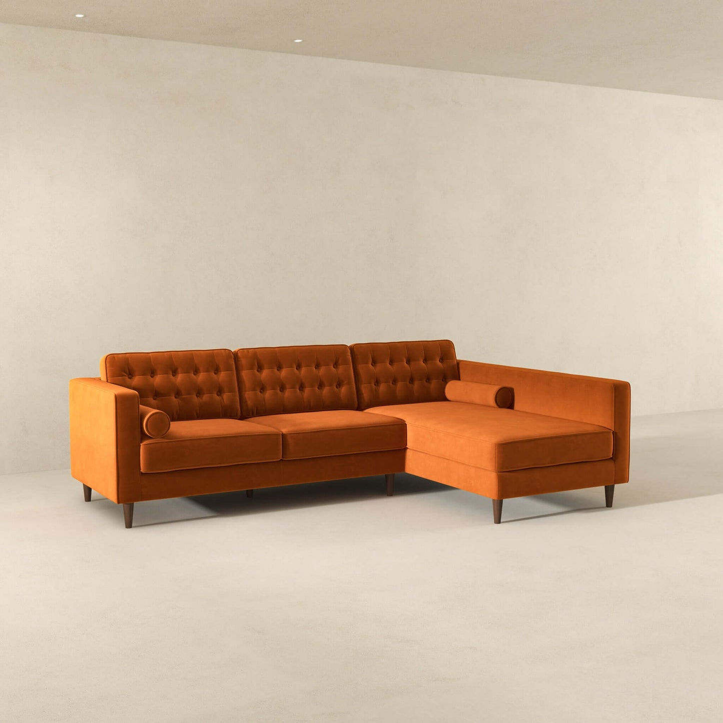 Ophelia Right-Facing Velvet Sectional Sofa