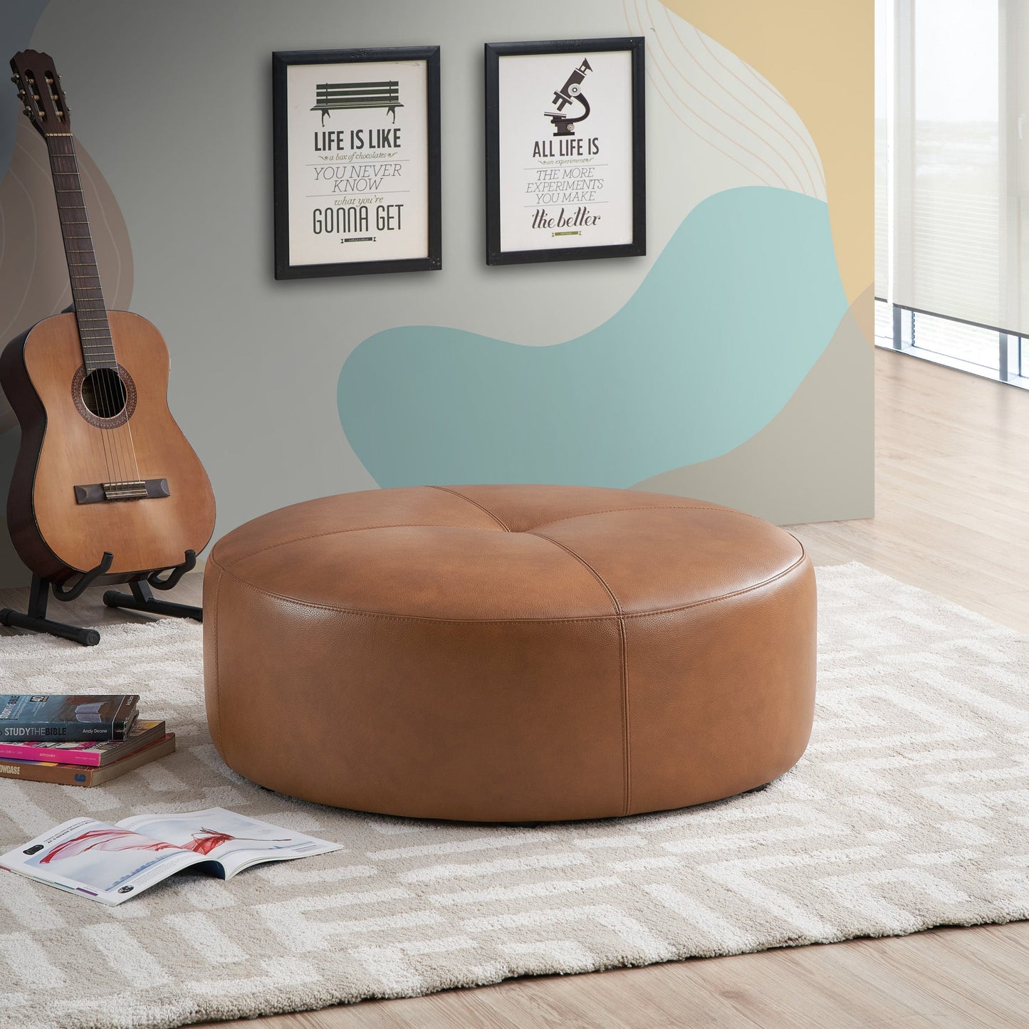 Maplewick Leather Ottoman