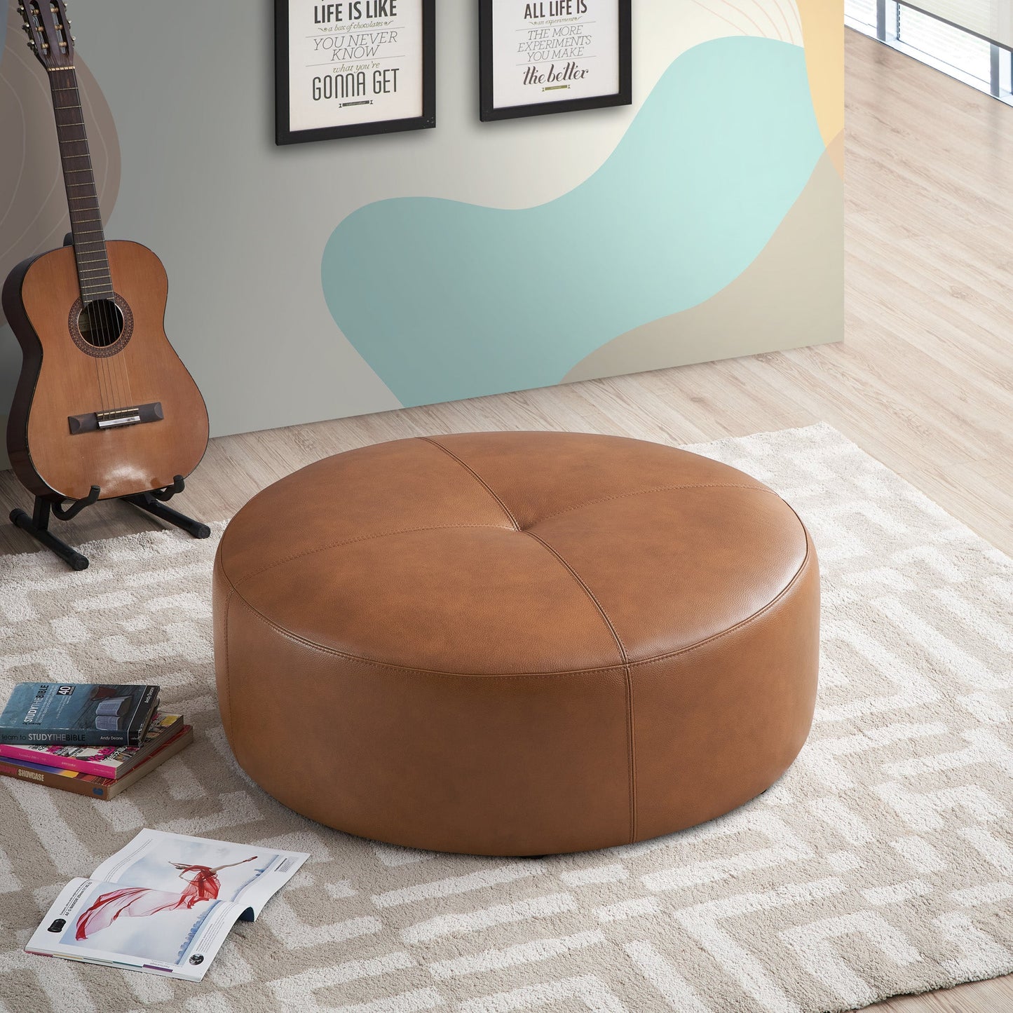 Maplewick Leather Ottoman