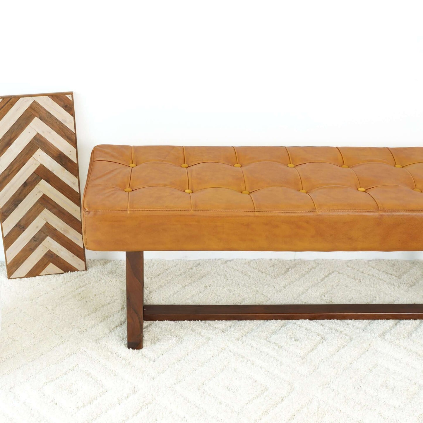Olivienne Tan Leather Bench