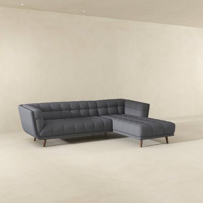 Addison Right Sectional Ash Grey Fabric Sofa