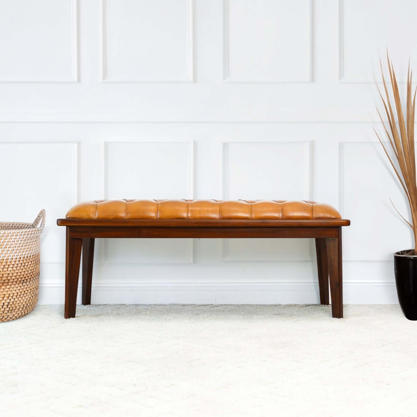 Quinlanwood Tan Leather Bench