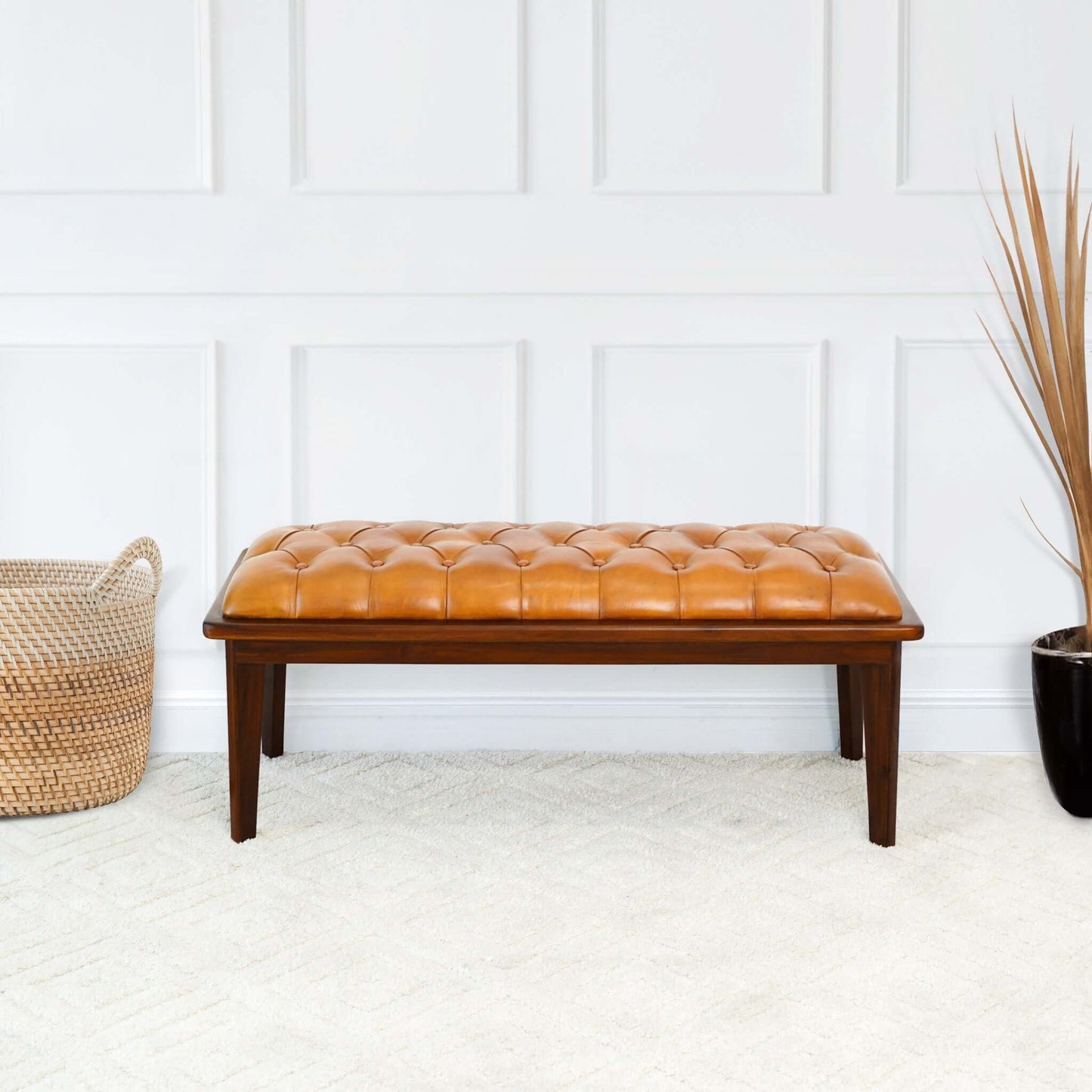 Quinlanwood Tan Leather Bench