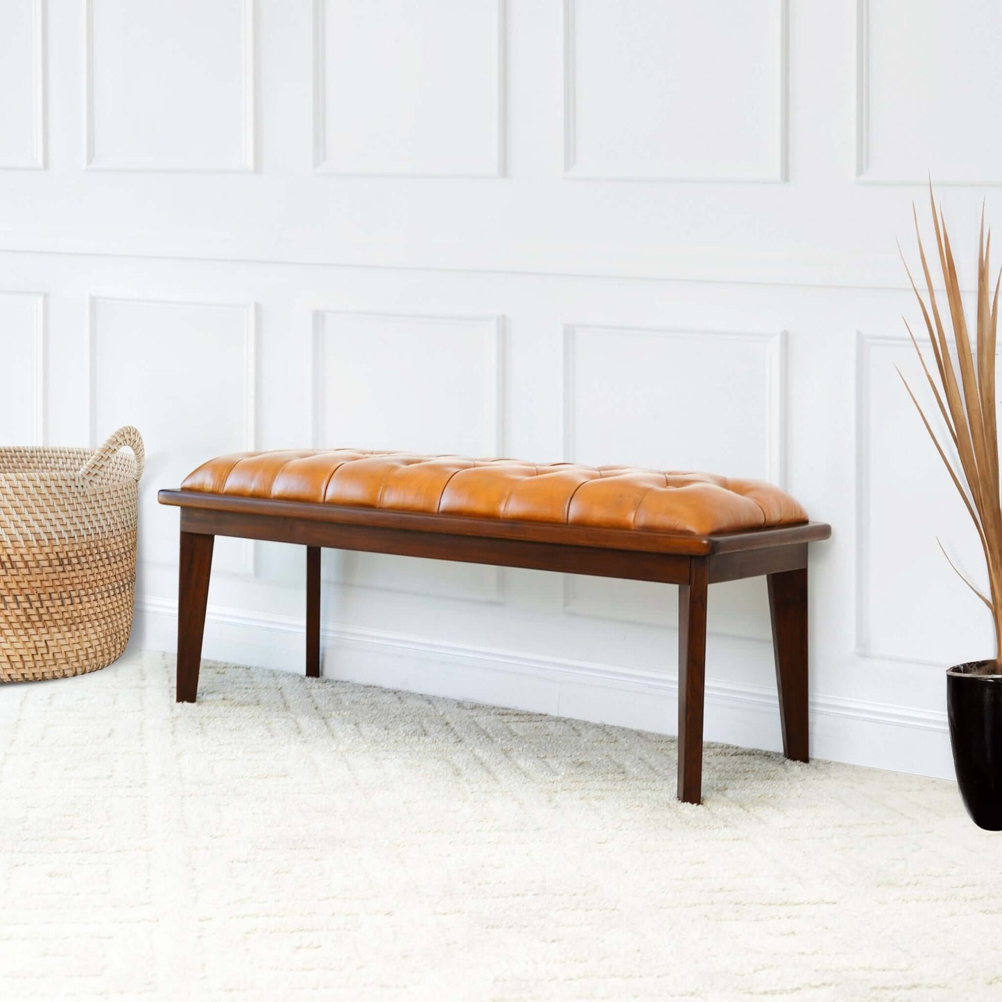 Quinlanwood Tan Leather Bench