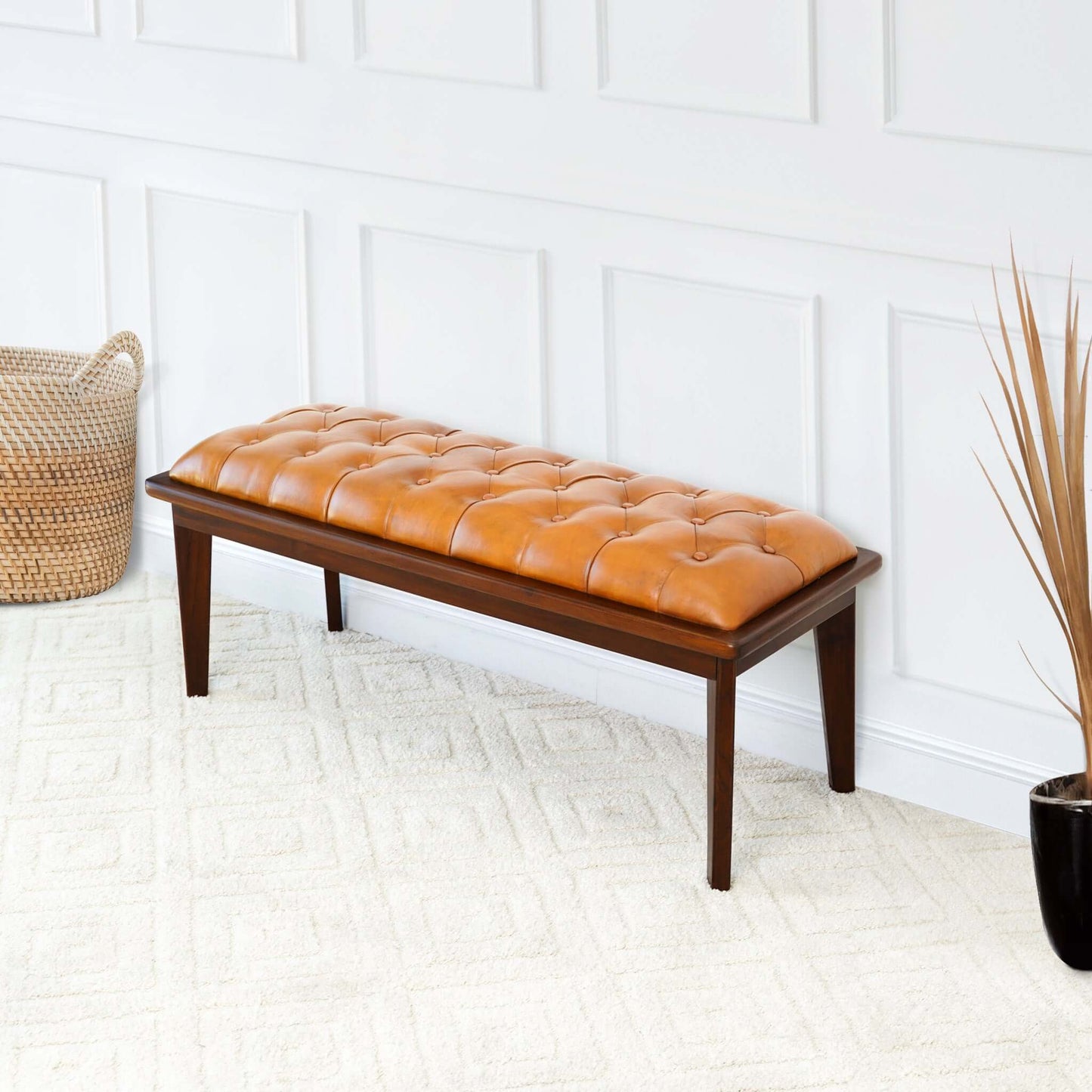 Quinlanwood Tan Leather Bench