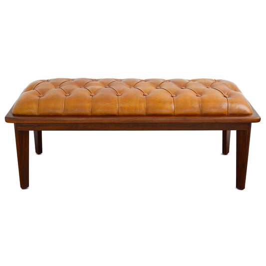 Arden Tan Leather Bench