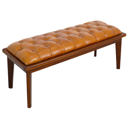 Quinlanwood Tan Leather Bench