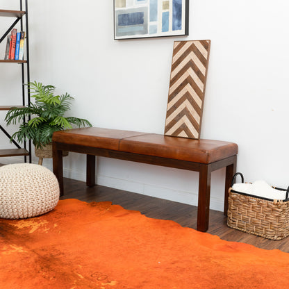 Austin Antique Tan Leather Bench