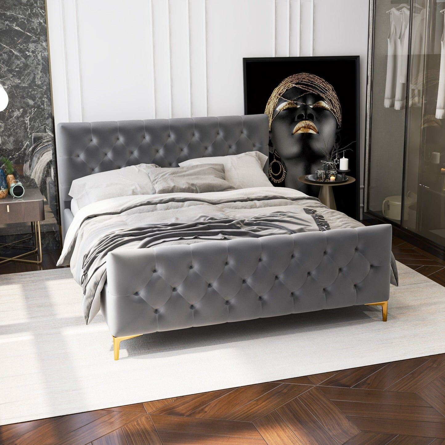 Tindra Velvet King Bed