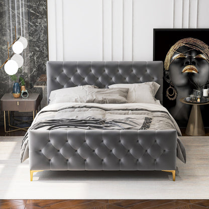 Bailey Dark Grey Velvet Queen Bed