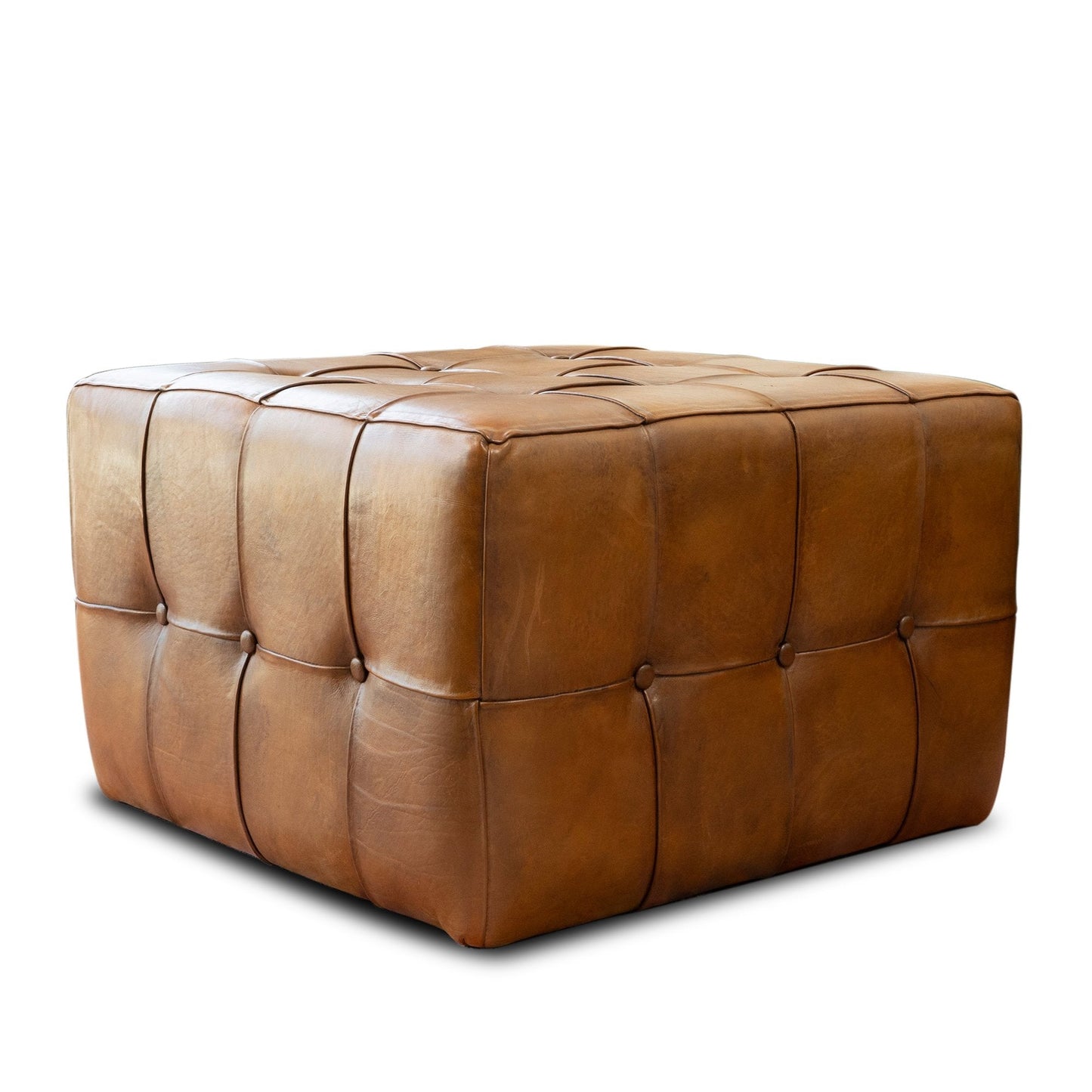 Cressy Tan Leather Ottoman