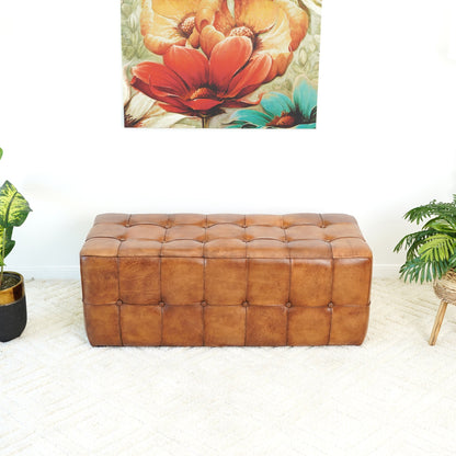 Benjiro Tan Leather Bench