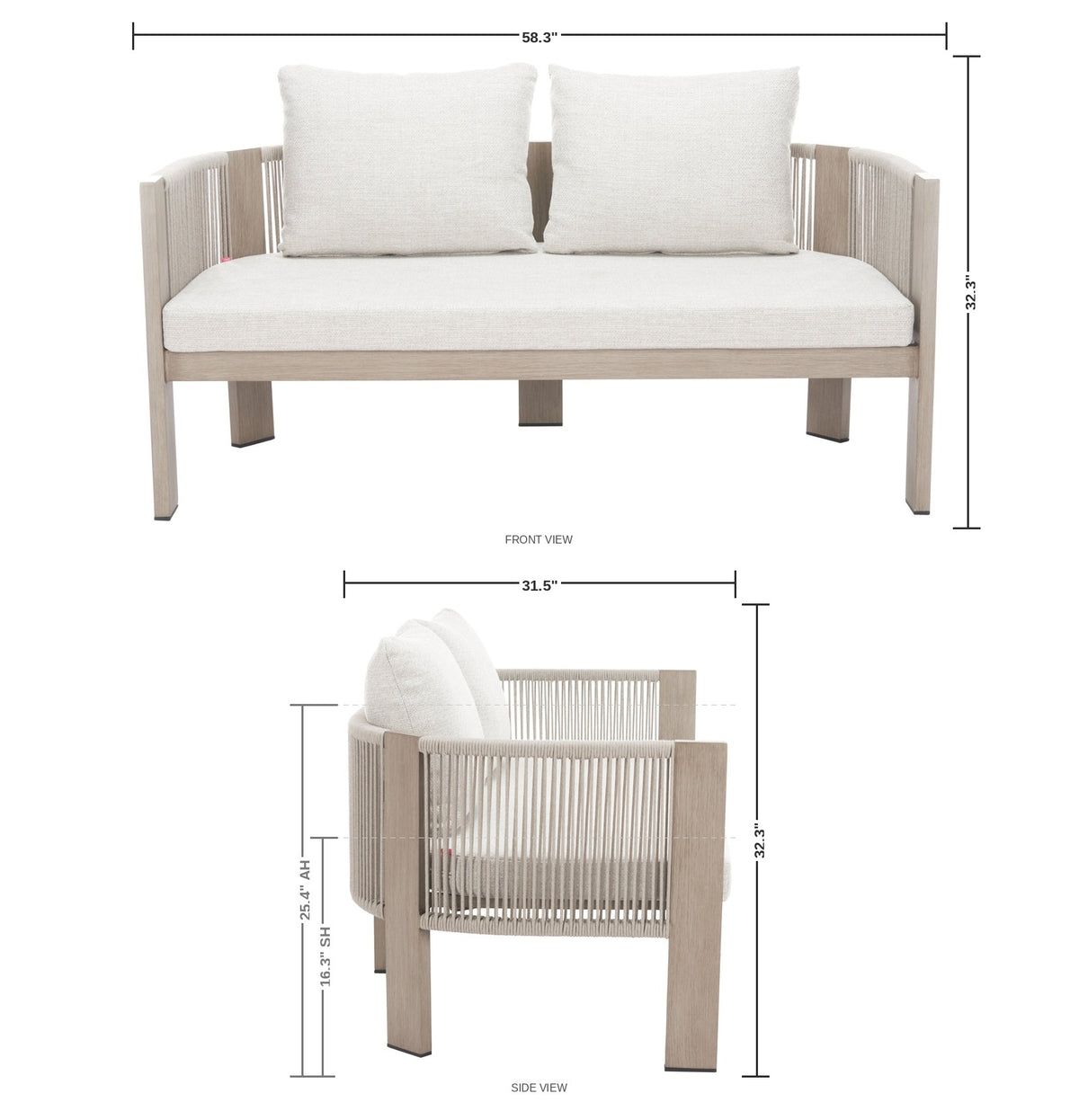 Brimsworth Outdoor Sofa — dimensions
