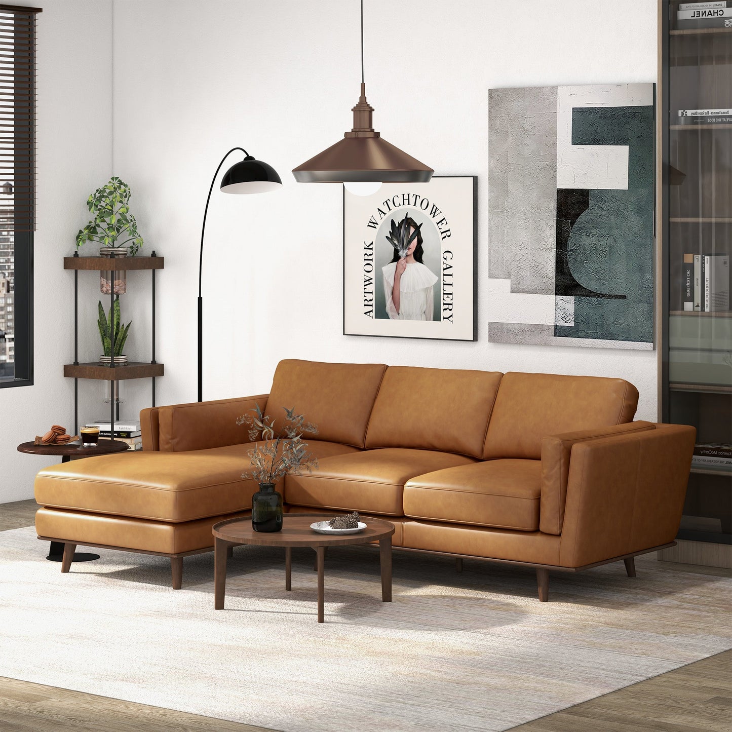 Chase Left-Facing Leather Sectional