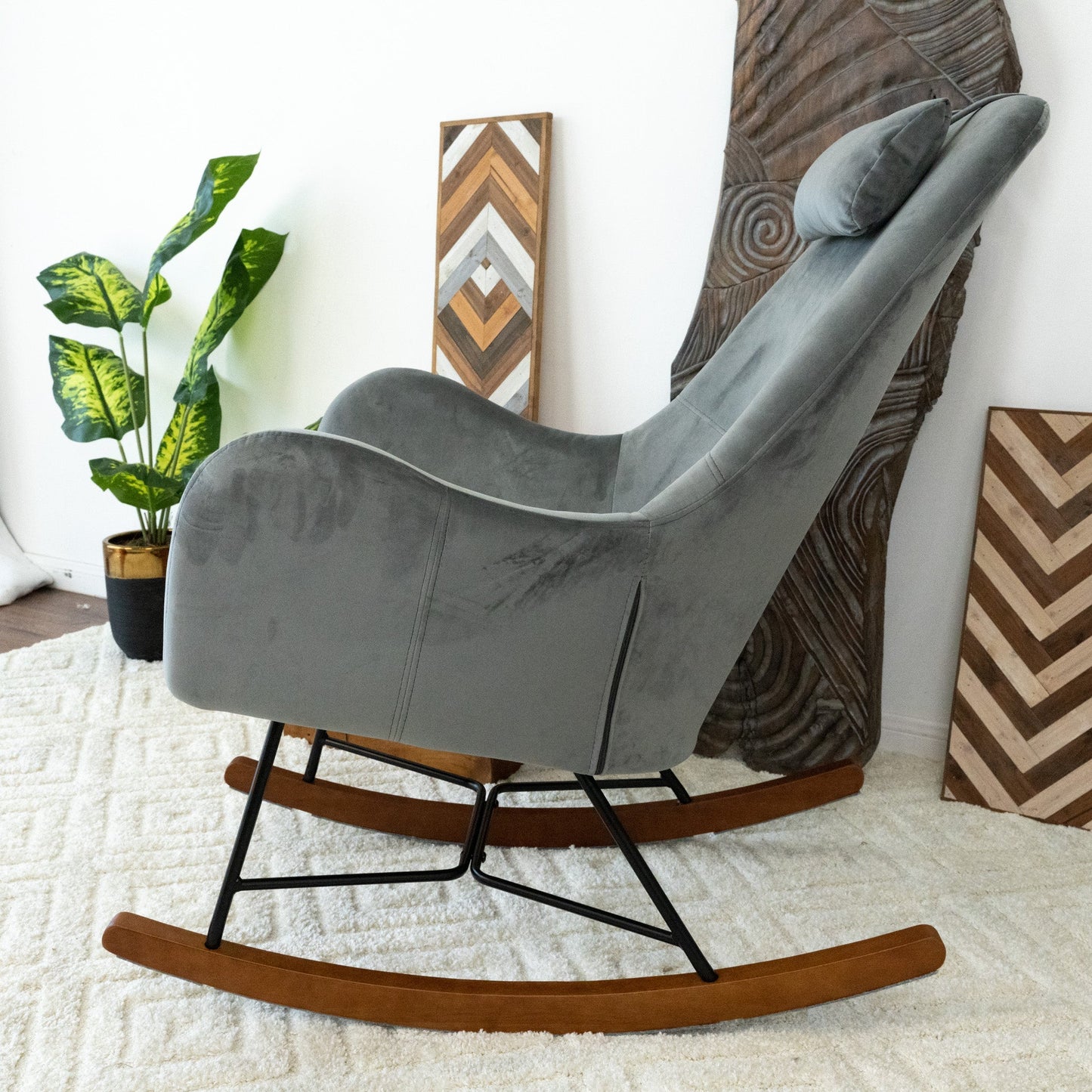 Chloe Velvet Rocking Chair