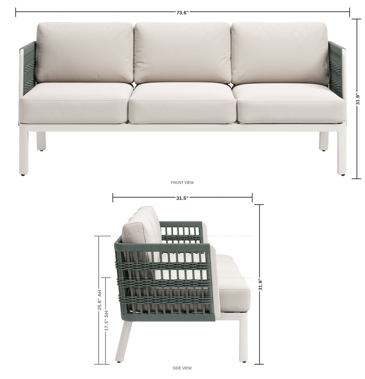 Cranbrook Outdoor Sofa — dimensions