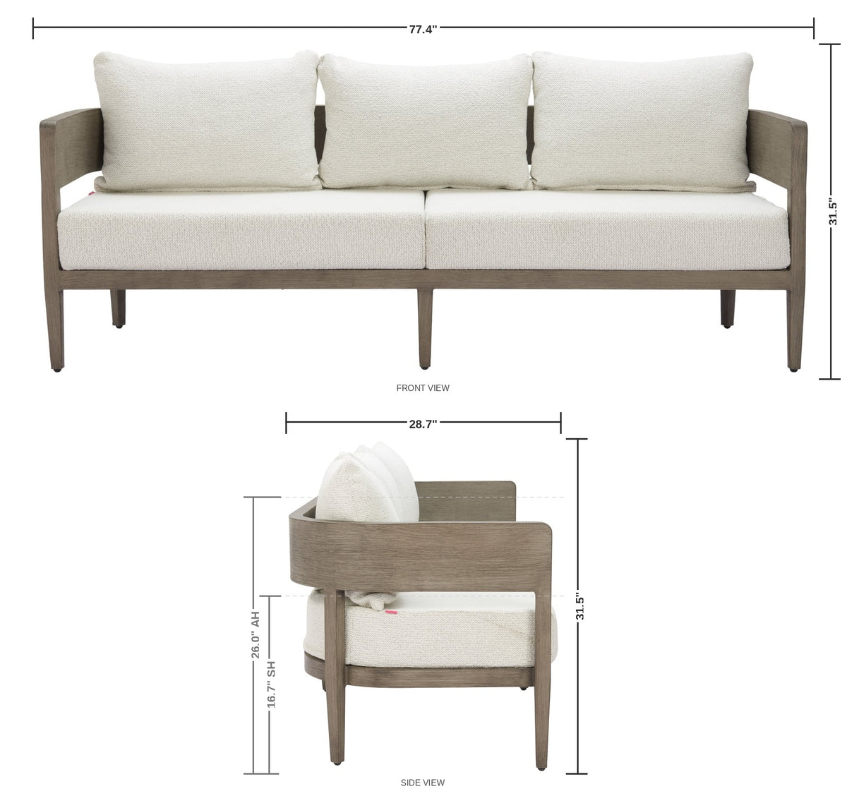 Dunmore Outdoor Sofa — dimensions