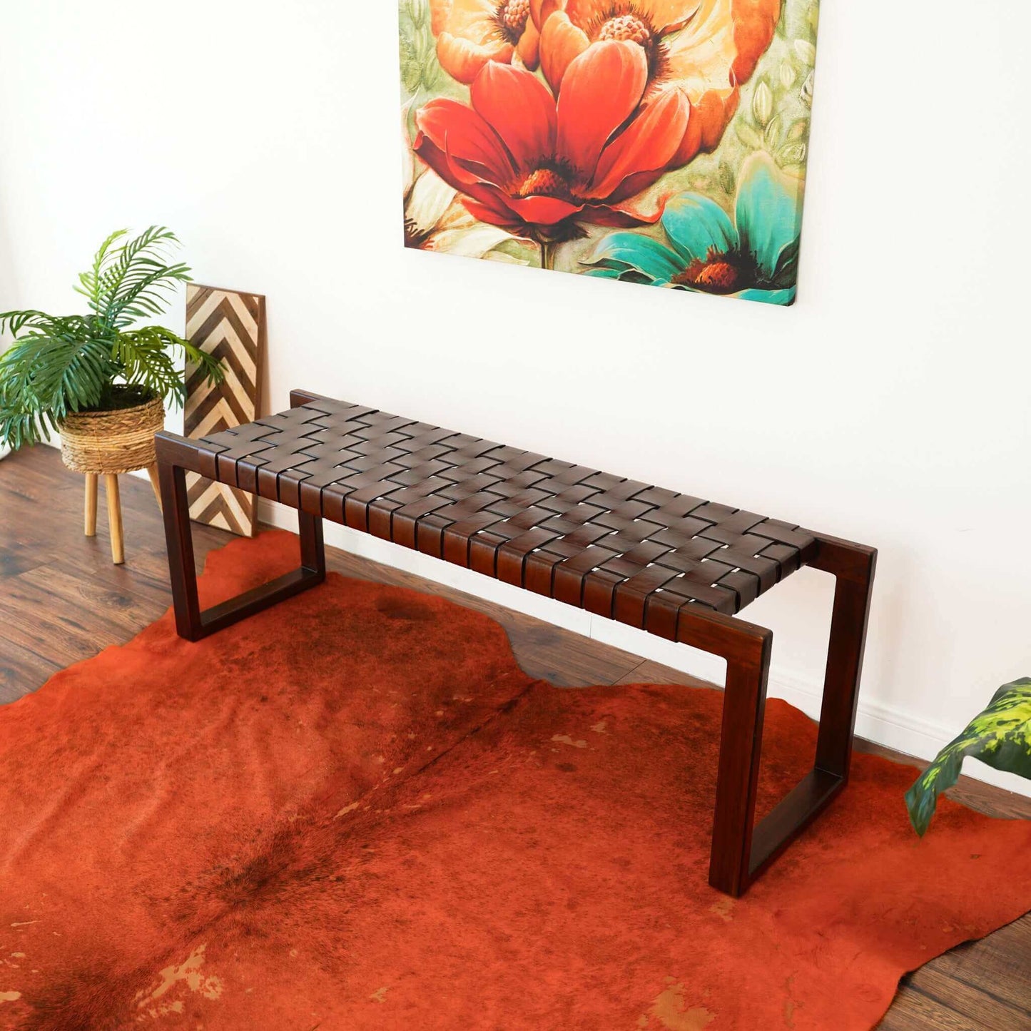 Syrilla Tan Leather Bench