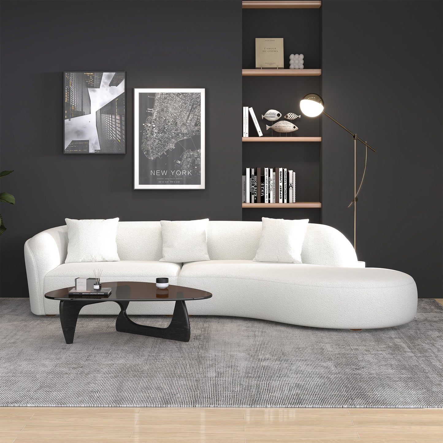 Elijah 133" Curvy Sectional Sofa