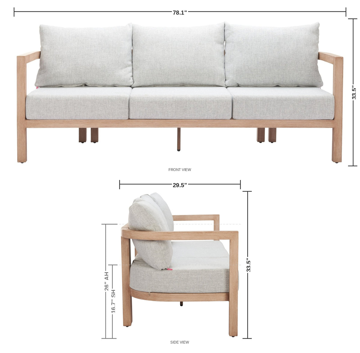 Fenwick Outdoor Sofa — dimensions
