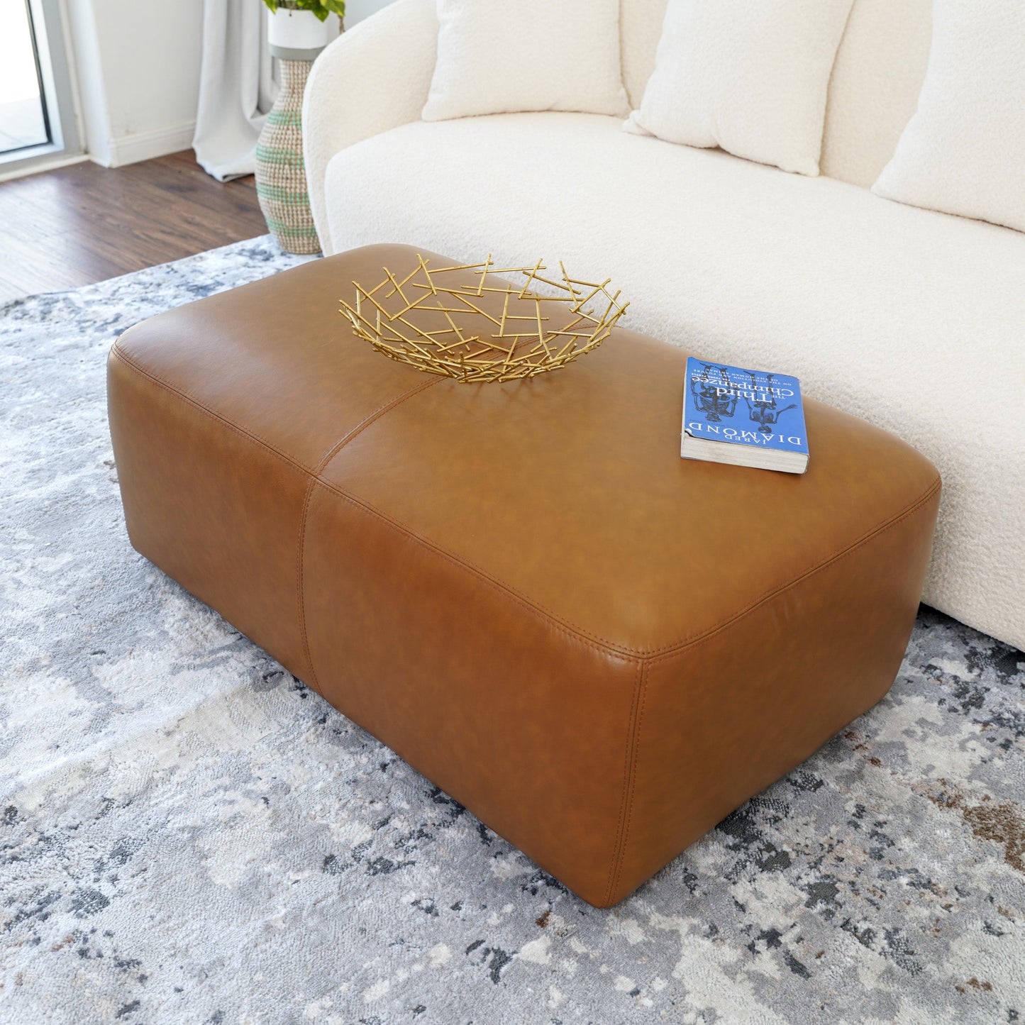 Eudora Leather Ottoman