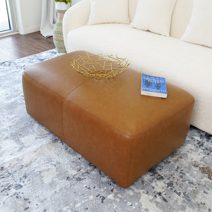 Eudora Leather Ottoman