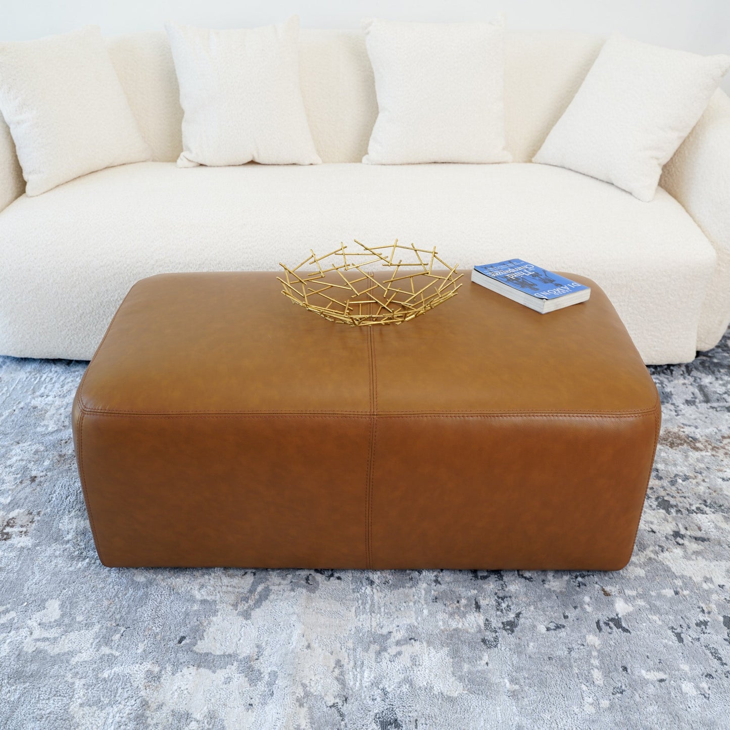 Eudora Leather Ottoman