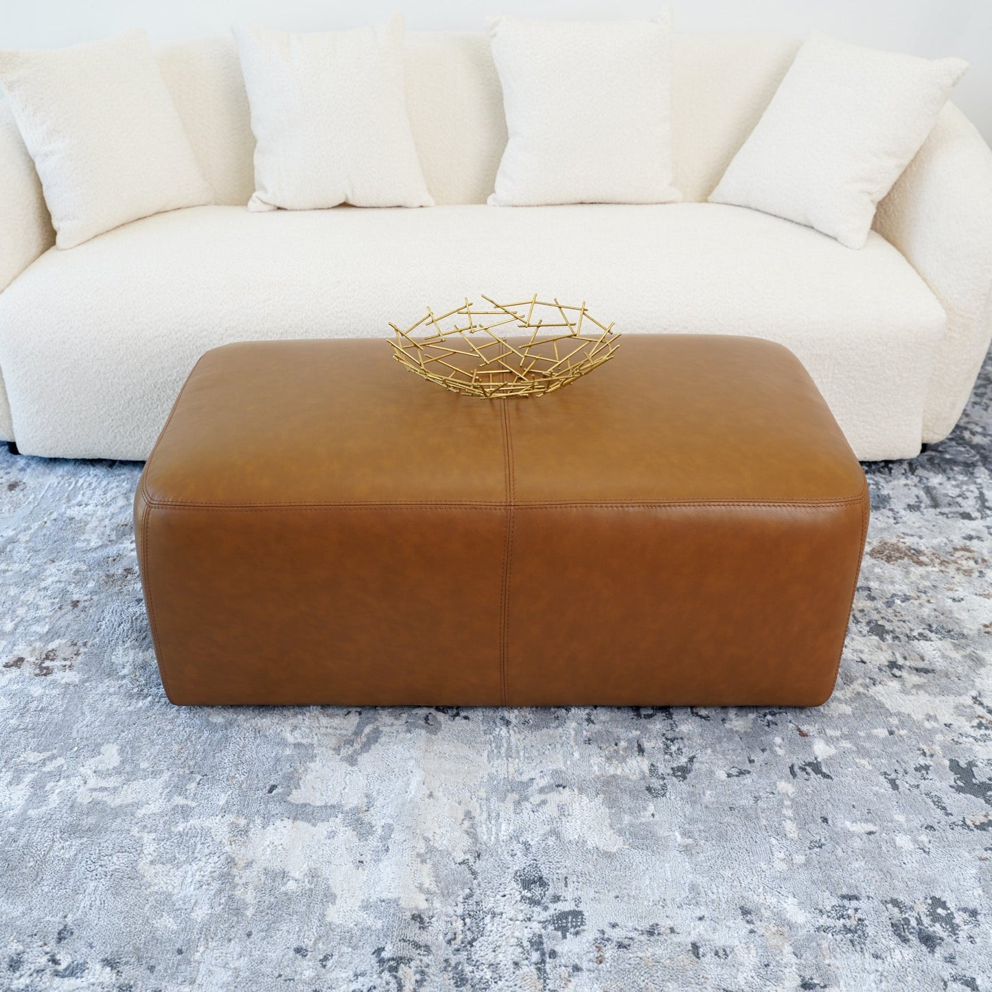 Eudora Leather Ottoman