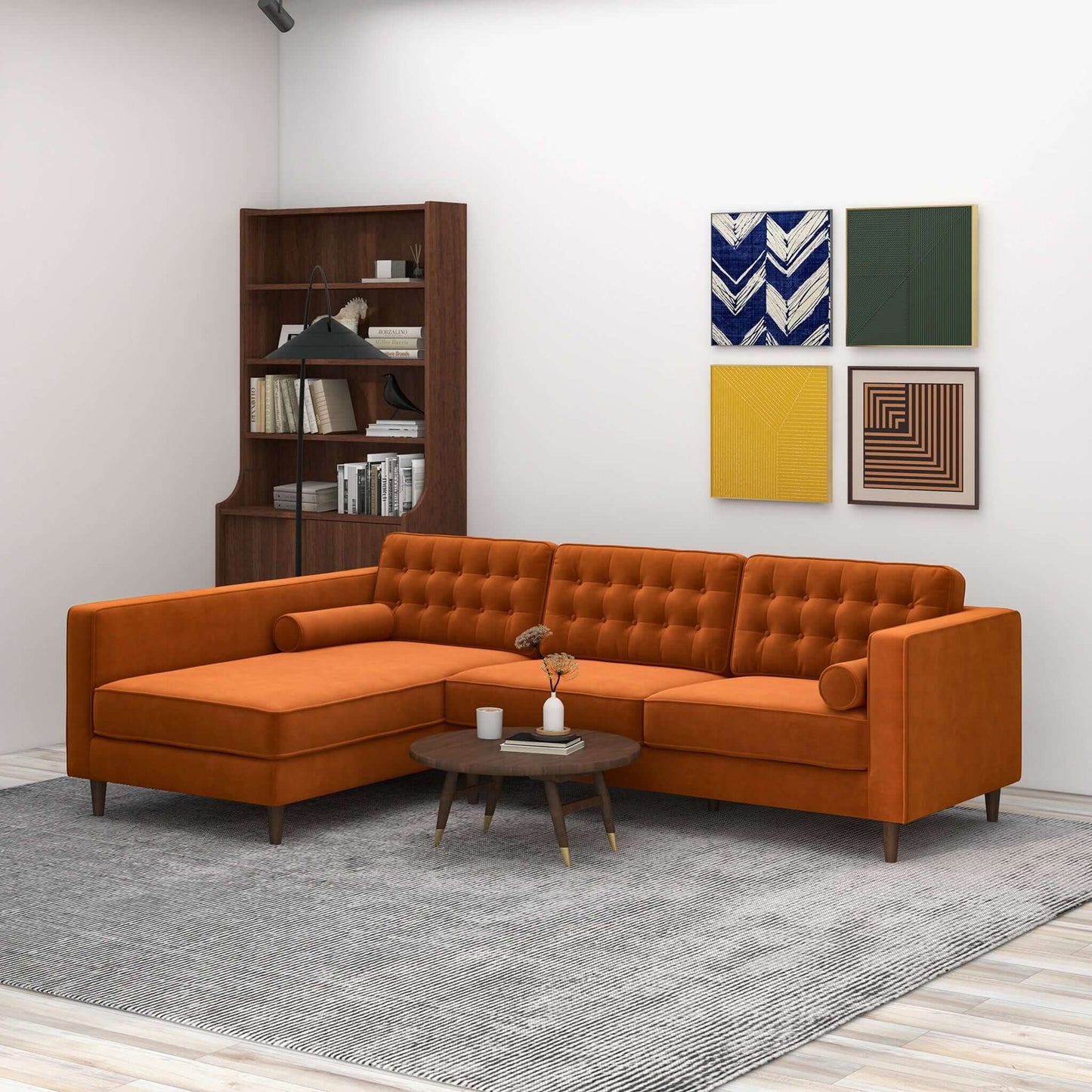 Christian Left-Facing Velvet Sectional Sofa