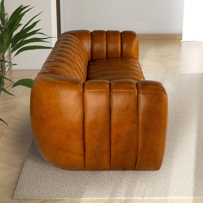 Maverik Genuine Cognac Leather Couch