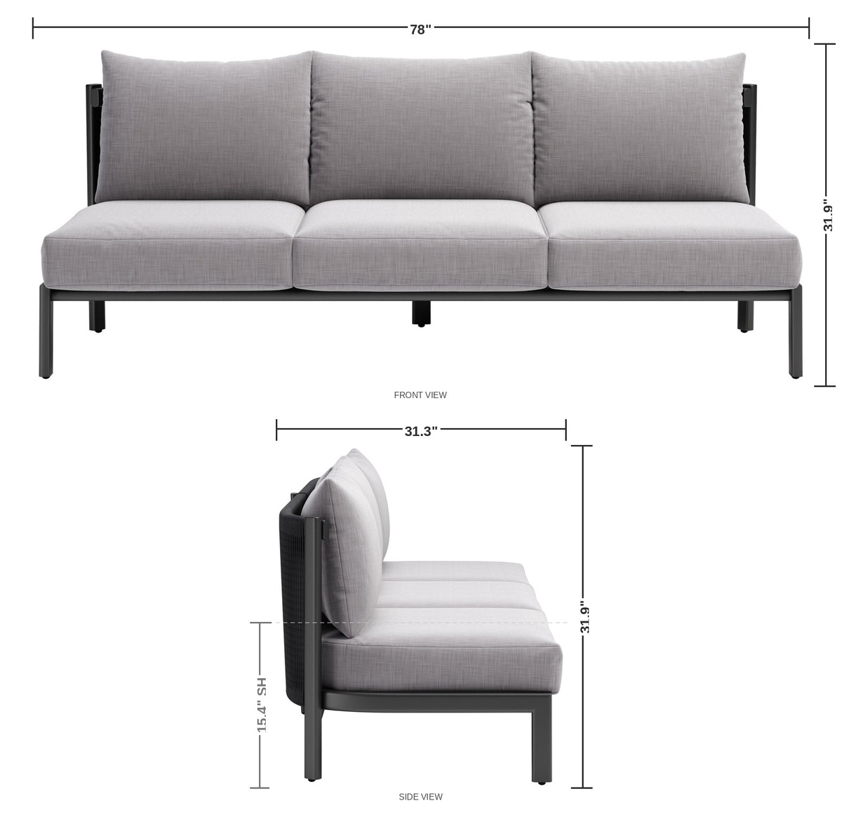 Melrose Outdoor Sofa — dimensions