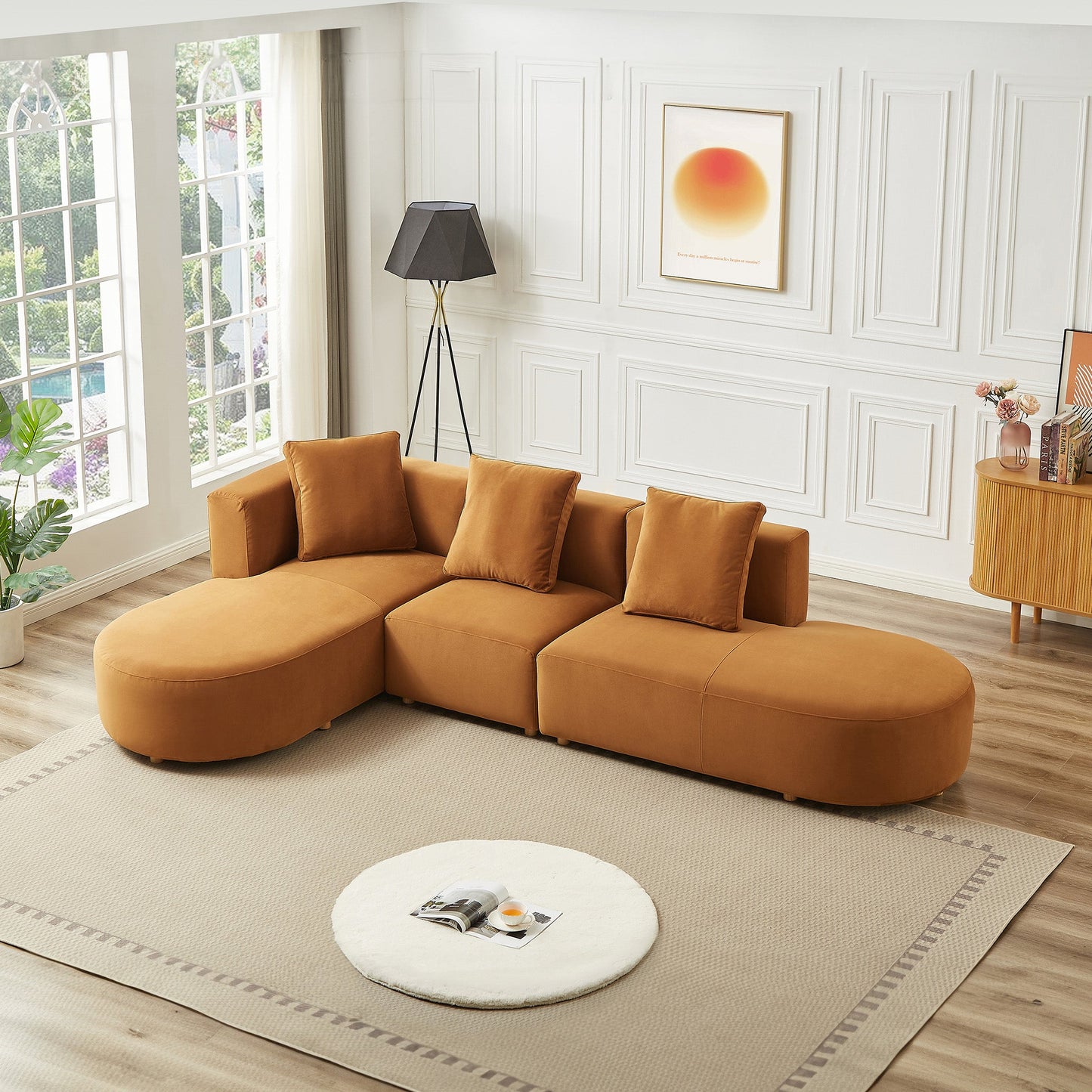 Orby Left-Facing Velvet Sectional Sofa