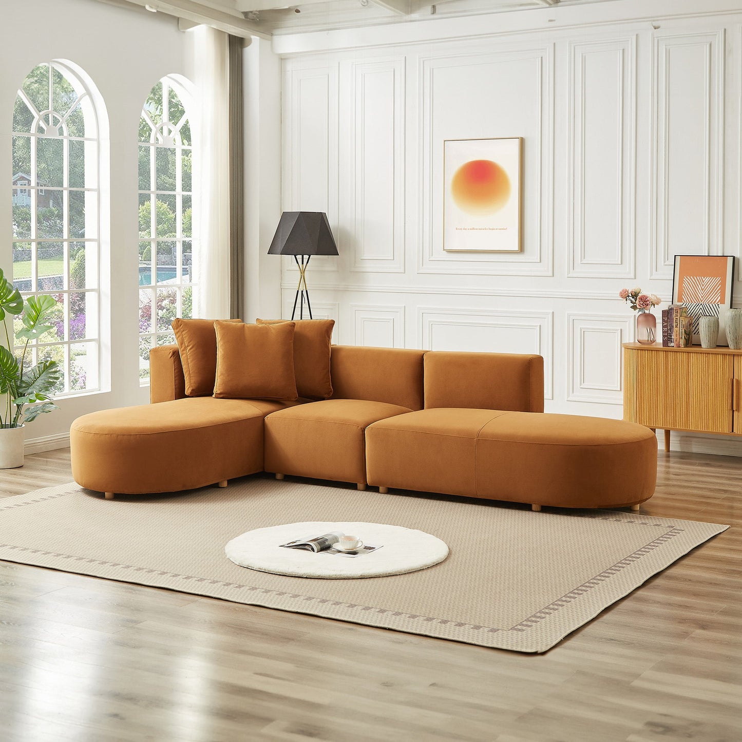 Orby Left-Facing Velvet Sectional Sofa